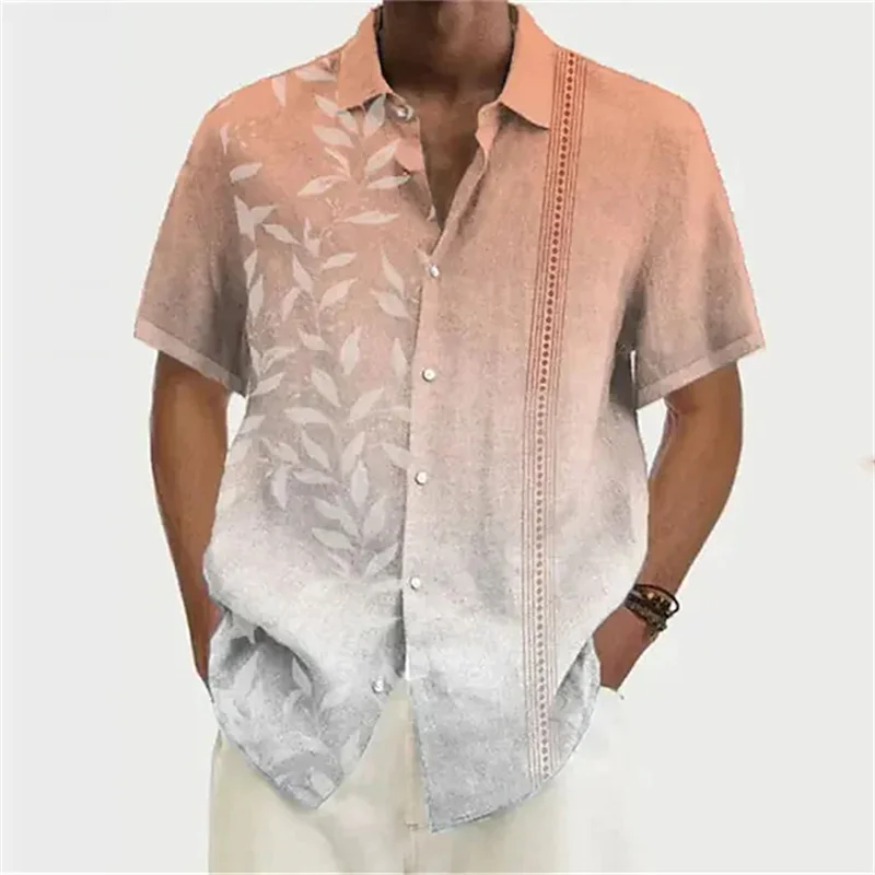Summer 2023 men\'s shirt Hawaiian shirt coconut wood 3D printing short sleeve button clothes tropical fashion jacket S-5XL
