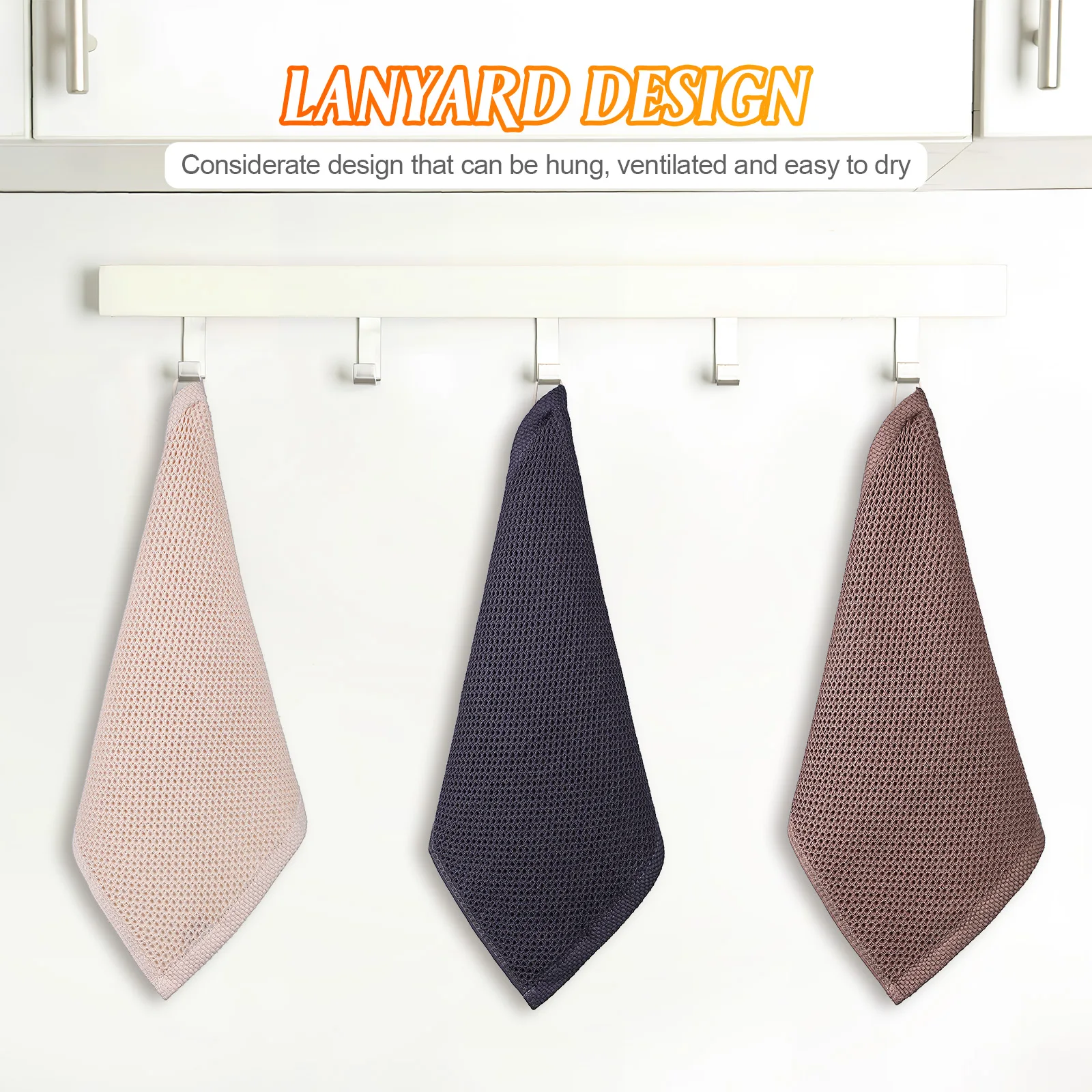 

3Pcs Kitchen Dish Towels Cotton Colorful Soft Absorbent Strong Stitching Dish Rags for Washing Dishes Kitchen Towels