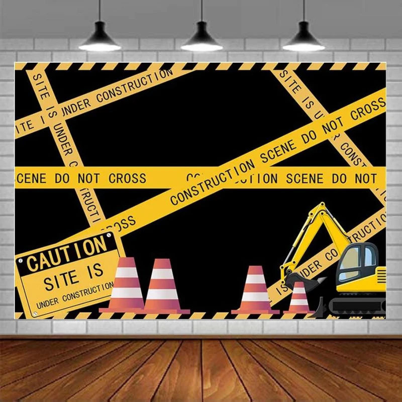 

Photography Backdrop For Construction Site Themed Dump Truck Digger Zone Boys Birthday Party Scene Photo Background Banner