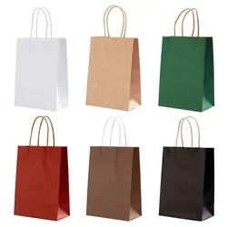 10 pcs Kraft Bag Paper Gift Bags Reusable Grocery Shopping Bags for Packaging Craft Gifts Wedding Business Retail Party Bags