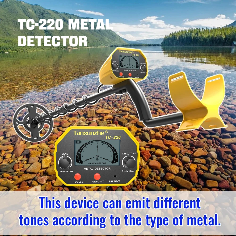 High Sensitivity 5 Modes LCD Metal Detector TC-220 All Metal Precise Positioning Waterproof Coil For Gold Treasure Finder
