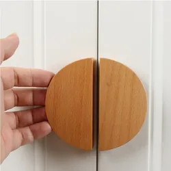 Kitchen Cabinet Door Wood Knobs Pulls Wardrobe Shoe Cupboards Drawer Semicircle Pulls Dressing Table Wooden Furniture Handles