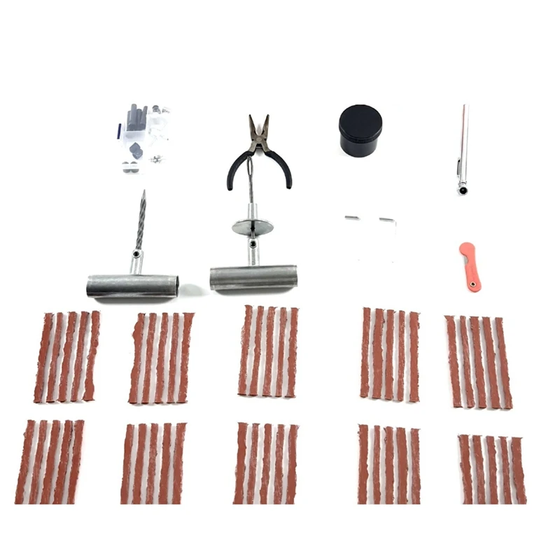Super Sale 77-Piece Comprehensive Tire Repair Kit for Automotive Use, Vacuum Tire Patch Tool Set