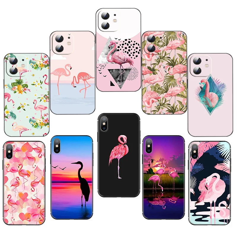 

GH7 Flamingo Art Soft Silicone Case for iPhone X XS XR Pro Max 8 7 6 6s Plus SE Cover