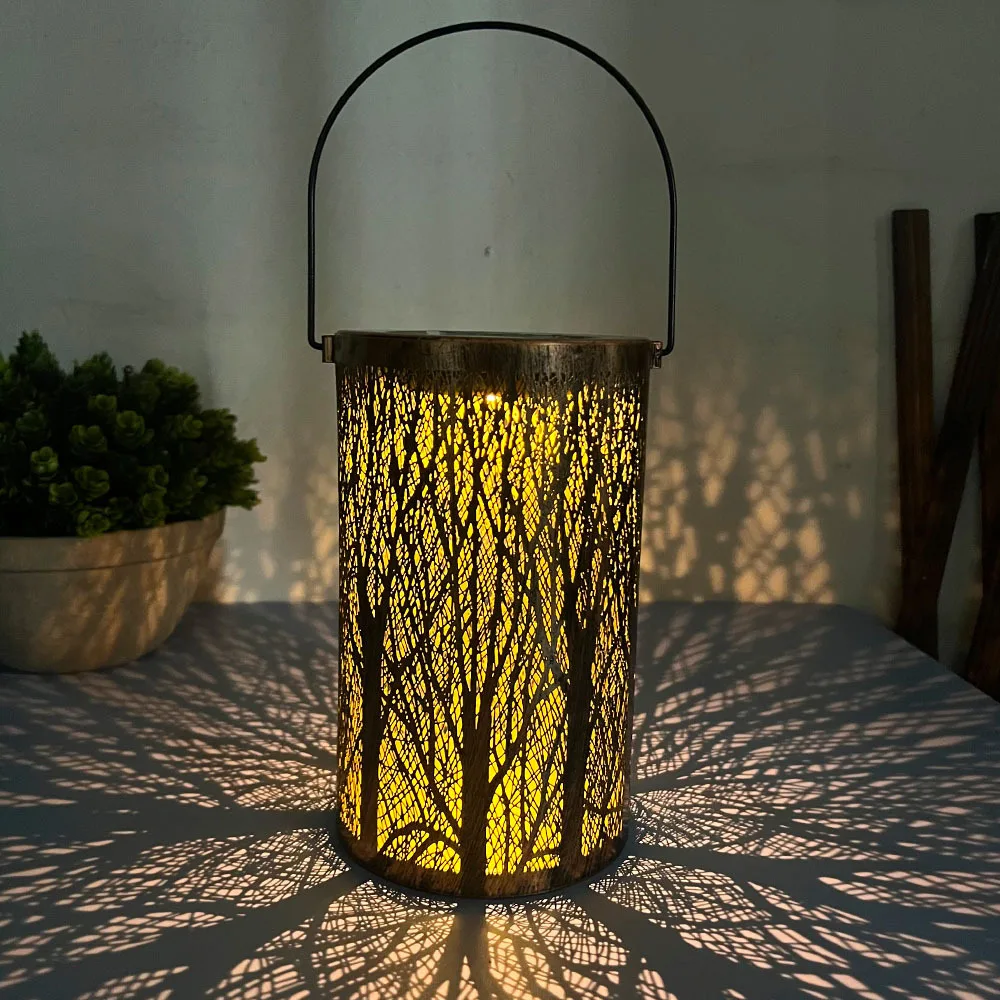 Solar Powered Personalized Hollow Out Lamp Iron Patterned Projection Lamp Outdoor Courtyard Garden Decoration Landscape Lamp