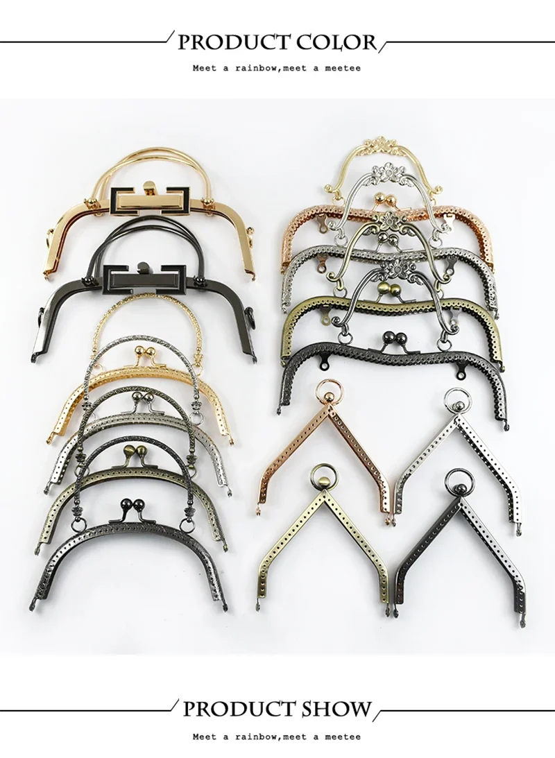 1Pc Metal Embossed Bag Handle Women's Handbag Frame Purse Kiss Clasp Lock Wallet Closure Bracket DIY Handmade Bags Accessories