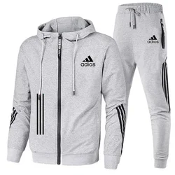 Spring and Autumn men's clothing zipper hoodie and pants two-piece casual fitness wear jogging training sportswear suit