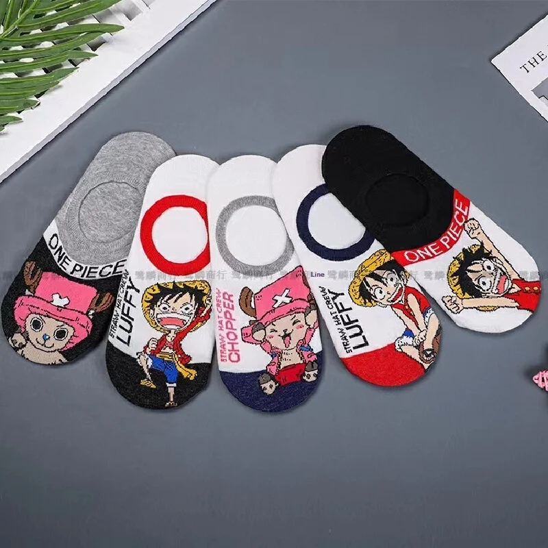 Korea Ins Cartoon Anime One Piece Socks Spring And Summer Cotton Socks Men'S And Women'S Low-Top Shallow Invisible Socks Boat So