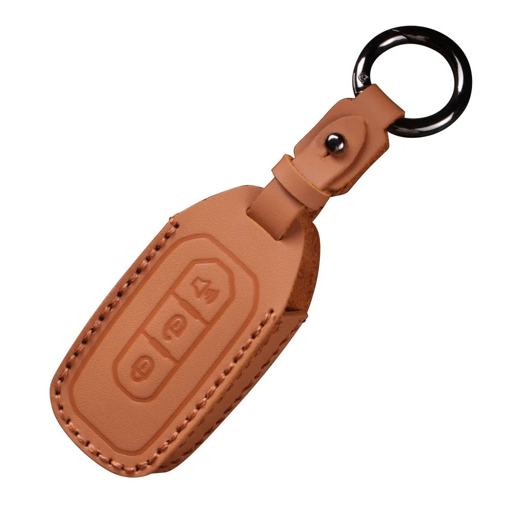 Genuine Leather Car Key Case Cover Shell Protector Fob Holder for JMC Yuhu Ford Yuhu 2020 Accessories Keybag Keychain