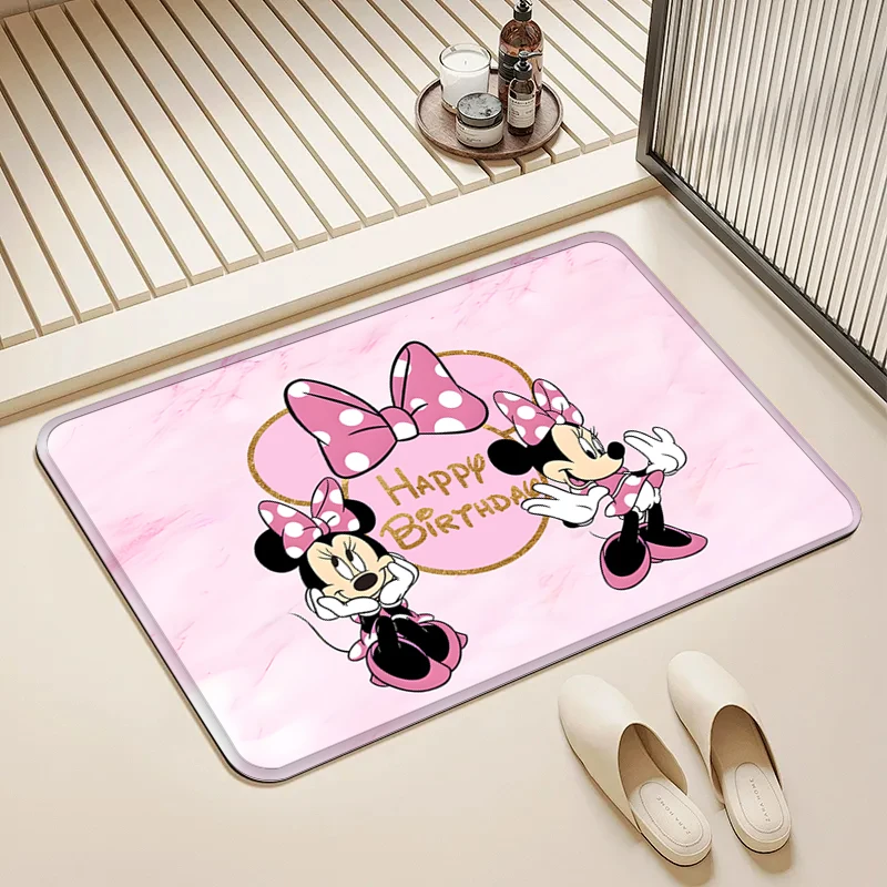 

Disney Minnie Mouse Happy Birthday Door Mat Non-Slip Soft Floor Rug for Home Party Bathroom Decor
