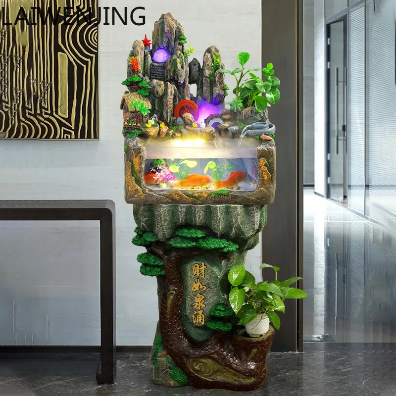 

HLZ Rockery Fish Tank Creative Feng Shui Water Fountain Ornament Living Room Balcony Water Feature Landscape Decoration