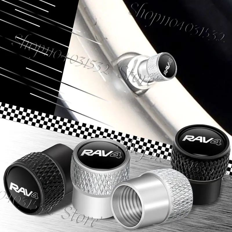 4Pcs/Set Car Wheel Tire Valve Caps Rim Stem Dust-proof Covers Accessories For Toyota RAV4 Emblem Decoration