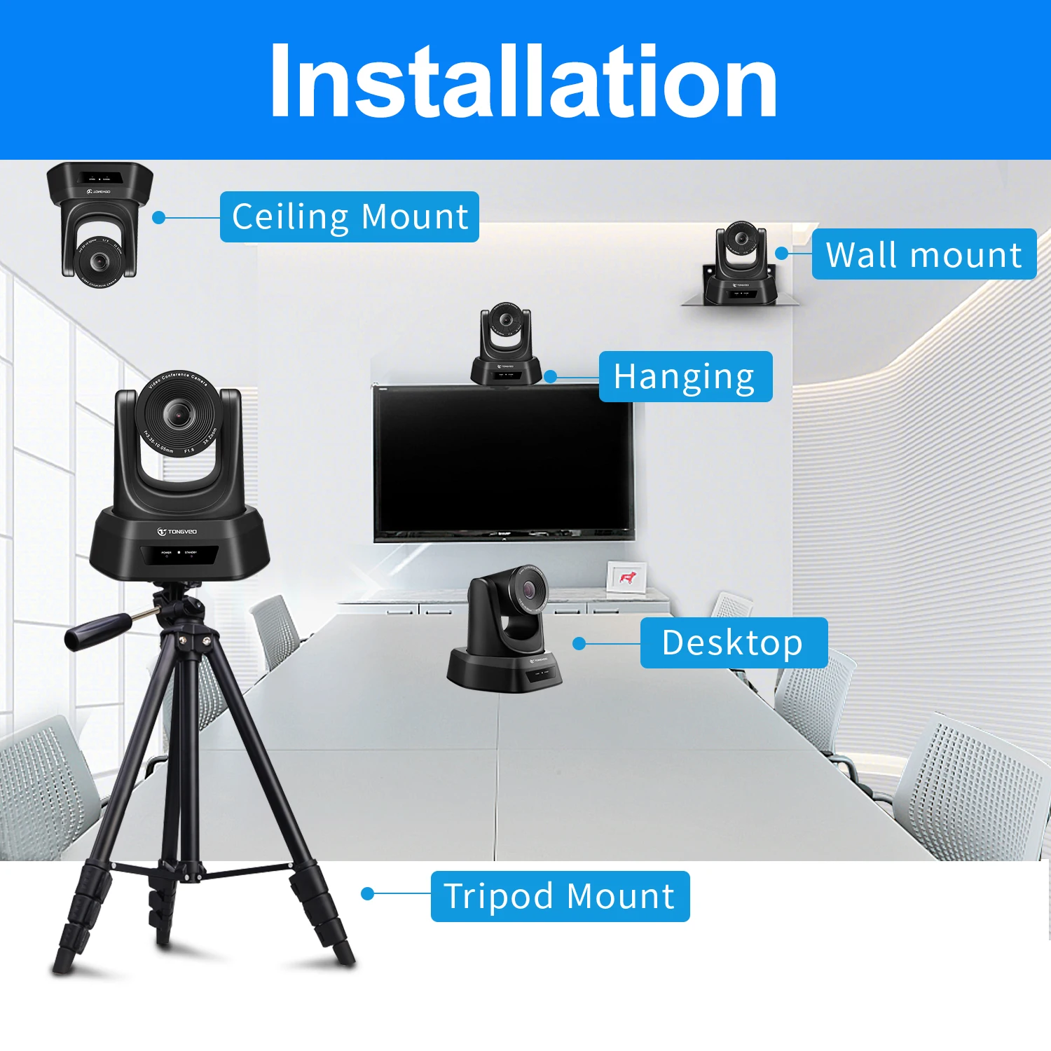 كاميرا زووم بصري 10x 1080P60FPS كاميرا USB3.0 PTZ (يتوفر إصدار اتصال WIFI اللاسلكي)