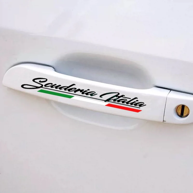 4 قطعة سكوديريا إيطاليا مقبض باب السيارة ملصق فينيل ملصق مائي لشركة فيات 500 أبارث سبورت 595 695 بونتو تيبو برافو فيراري لانسيا باندا #2