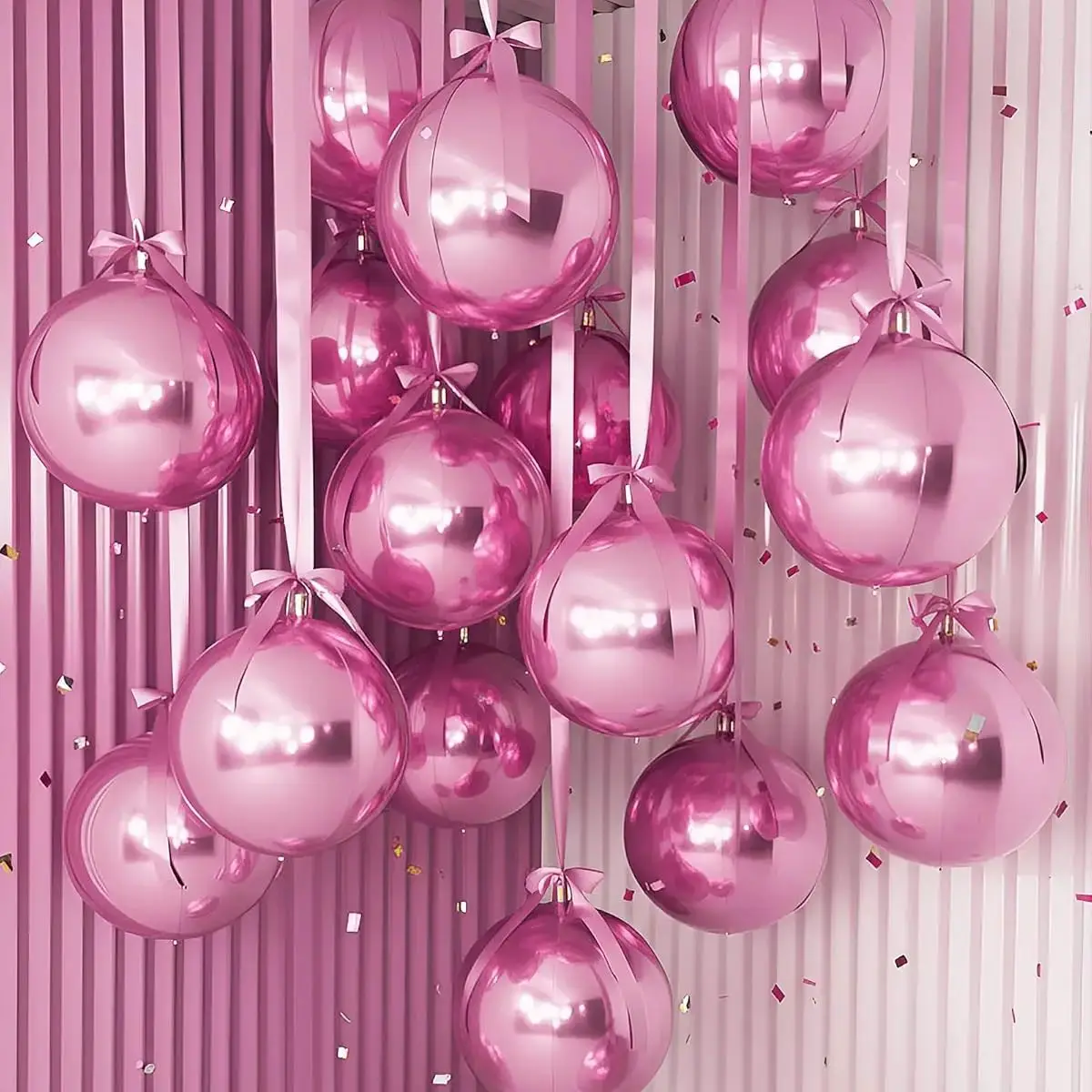 18/22 Zoll perlrosa hängender 4D-Ballon 10 Stück große 4D-Chrom-Rosa-Silber-Folienballons Geburtstagsfeier Hochzeit Babyparty Deoc – Detail 1