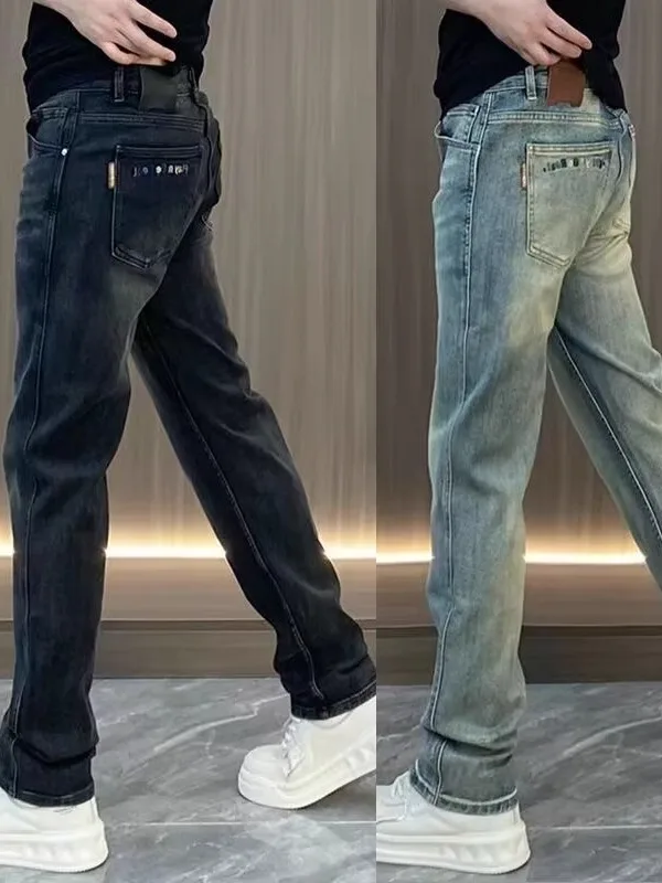 

Elegant Men's Jeans 2024 New Style Casual Fashion Versatile Straight Leg Slim Fit Embroidered Cool Trendy Men's Pants
