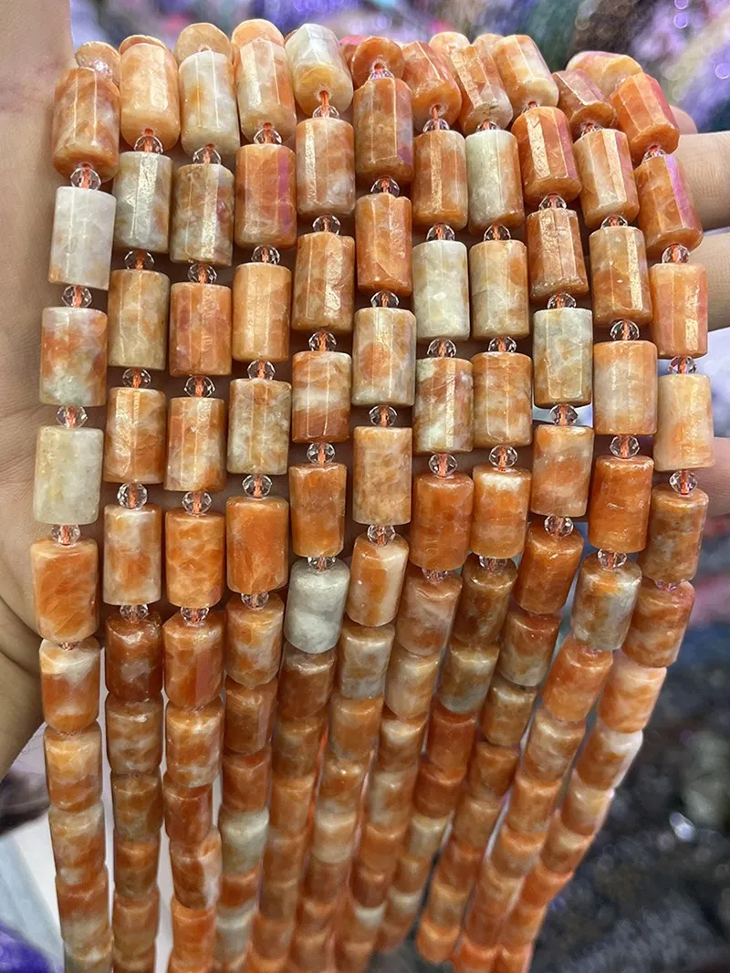 

loose beads Calcite orange pillar faceted 10*15mm nature for DIY making jewelry necklace 38cm FPPJ wholesale