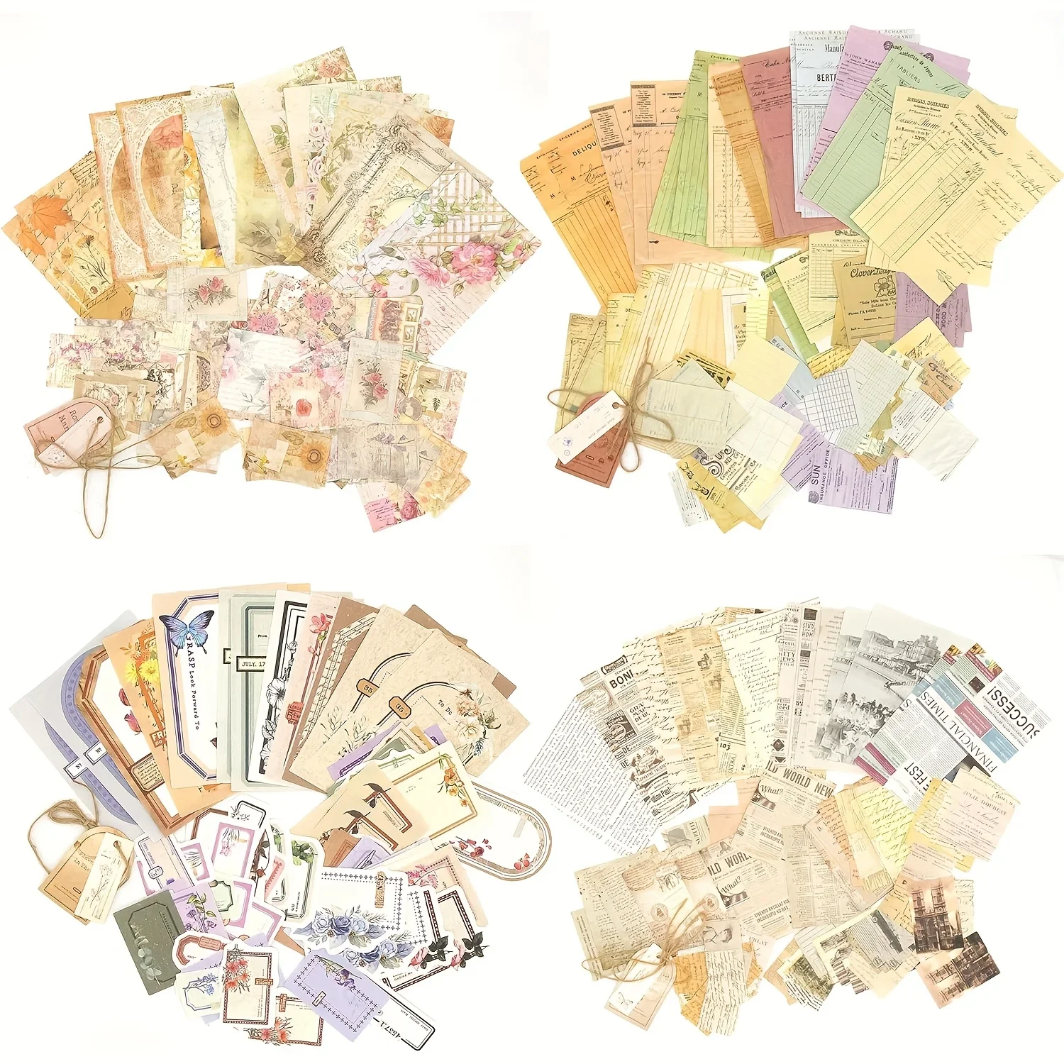 400-folhas-4-pacote-kit-de-papel-de-scrapbook-vintage-para-suprimentos-de-diario-artesanato-planejador-lixo-diario-suprimentos-colagem-mista