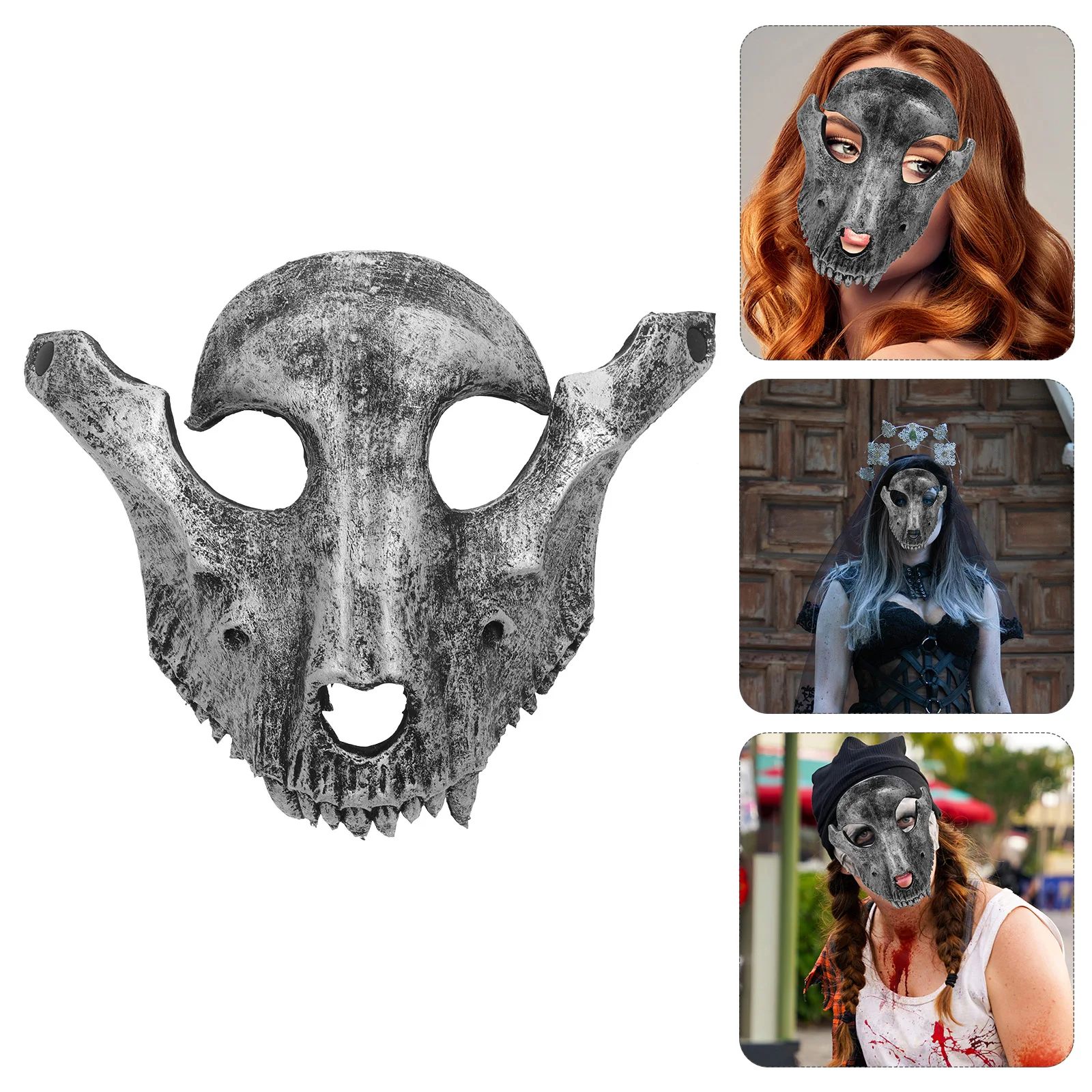 

Skull Mask Cosplay Halloween Carnival Party Props Make up Creepy Full Head Animal