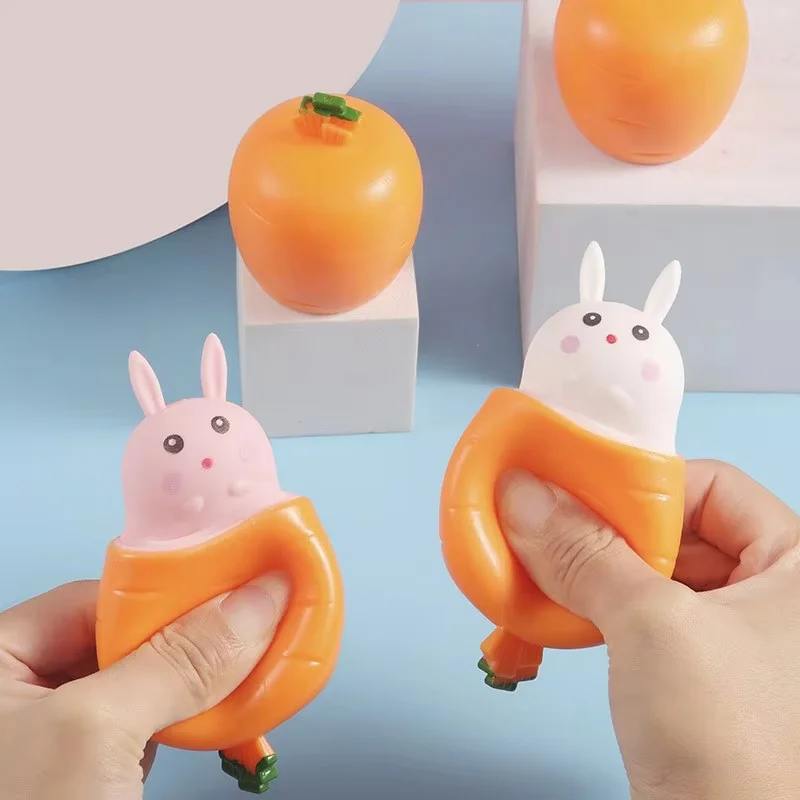 Cute Carrot Rabbit Squeeze Toy Unique Carrot Cup Stress Relief Fidget Toy Portable Sensory For Kids Adults Office Home Relax - view 6