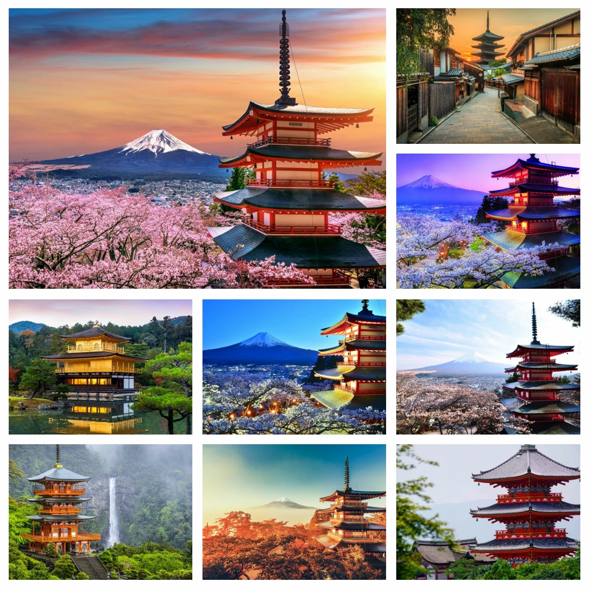 Mount Fuji Cherry Blossom Landscape Diamond Painting Japan Kyoto Scenery Cross Stitch Embroidery Picture Mosaic Livingroom Decor