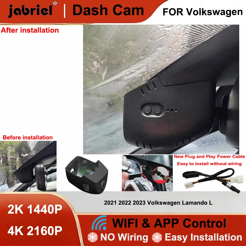 

Jabriel Dash Cam Front Rear Camera DVR 2K 4K Wifi Plug and Play Video Recorder for 2021 2022 2023 Volkswagen Lamando L