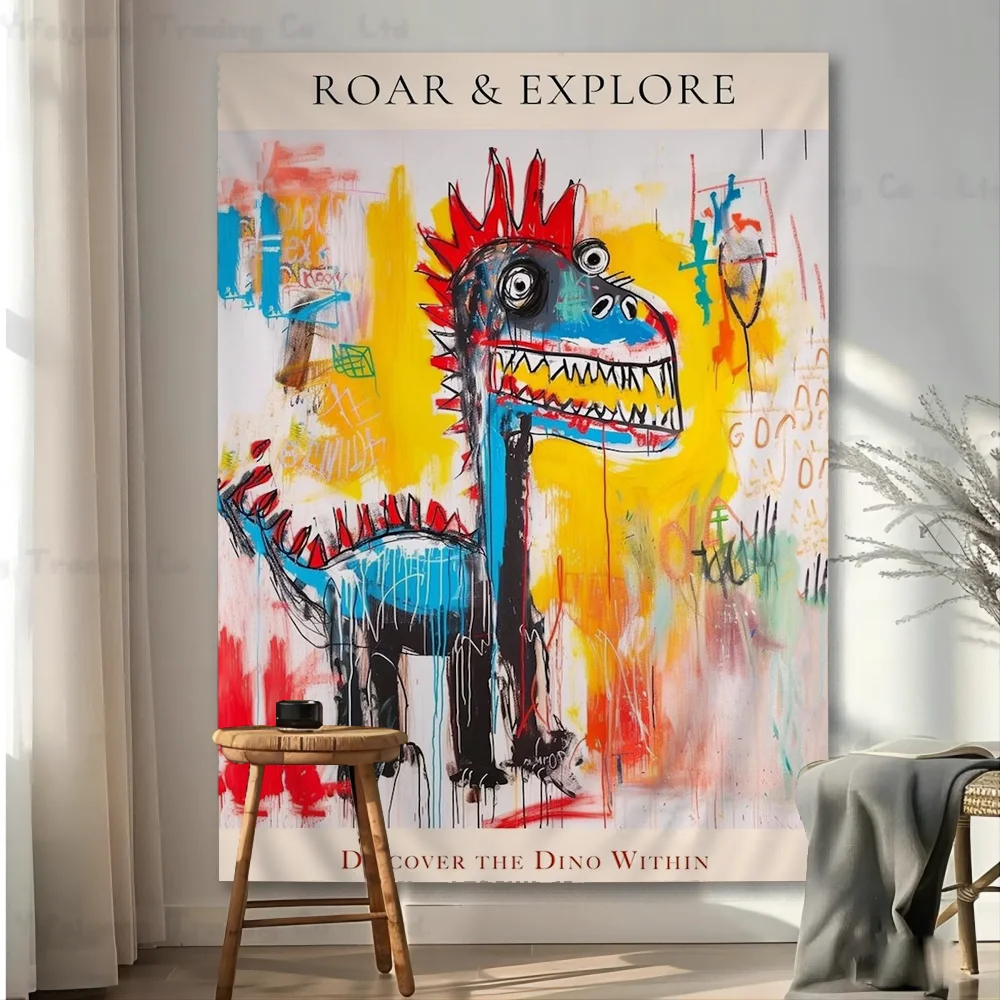 Klassische Pop Street Graffiti abstrakte Dinosaurier Cartoon Wandteppich Kunst Science Fiction Zimmer Home Decor Wandbehang Home Decor