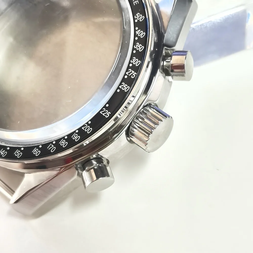 40 مللي متر VK63 حافظة ساعة فضية مع زجاج مطلي أزرق أسود فضي إدراج لأجزاء ساعة حركة كوارتز كرونوغراف VK63