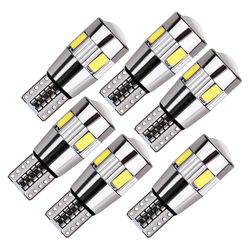 6x T10 W5W LED Blub CANBLUS Super bright Car Interior Light Auto Styling 12V License Plate Turn signal Lamps Error Free 194 5W5