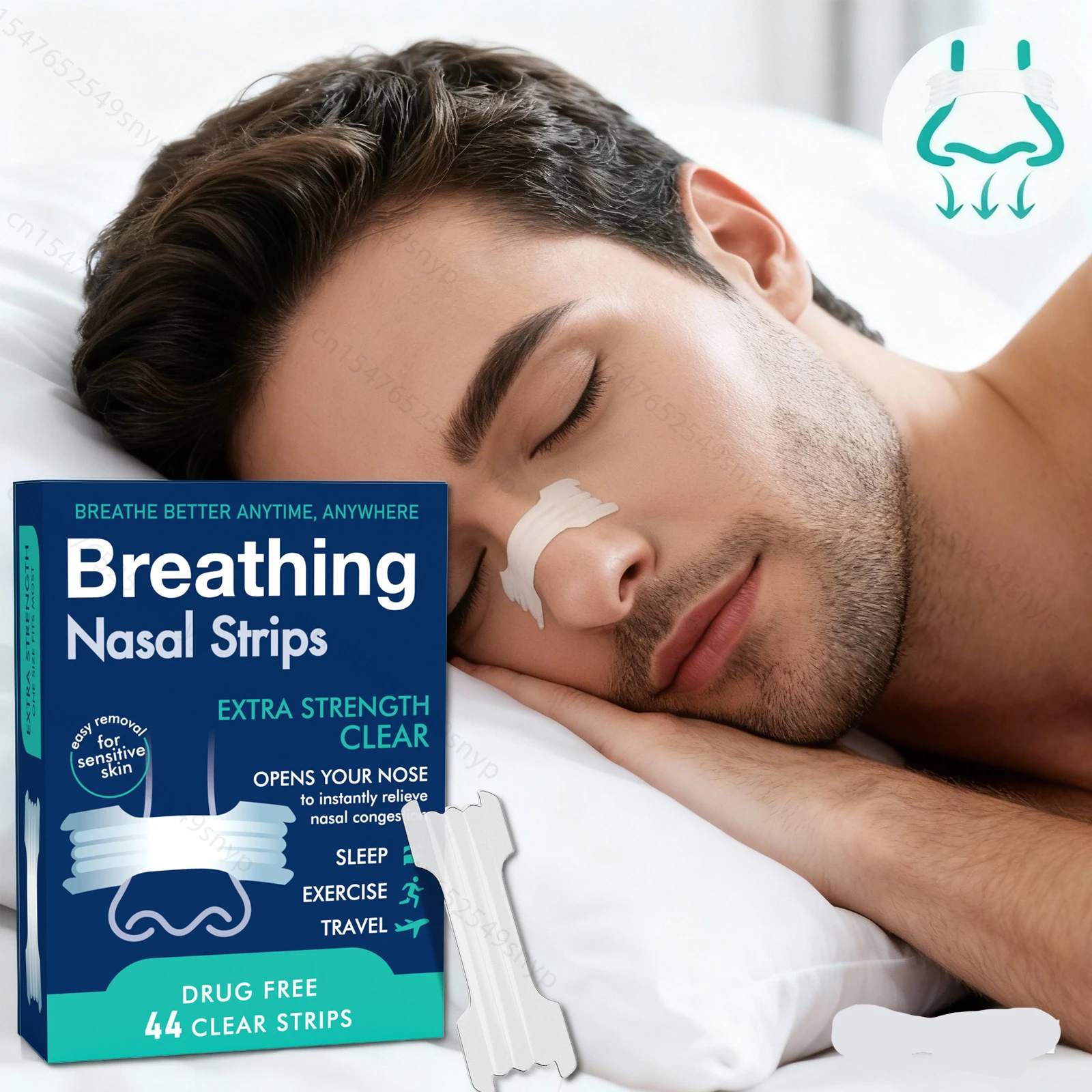 

44-132PCS Breathing Nose Strips Extra Strength Sport Nasal Strip Better Sleep Non-Invasive Anti Snoring Strips for Adult Child