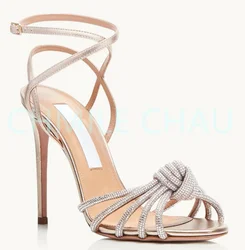 【Measure Your Feet Length Before Order】Crystal Rhinestone Luxury Designer Women Elegant Sandal High Heel Banquetb Shoe 17-CHC-30