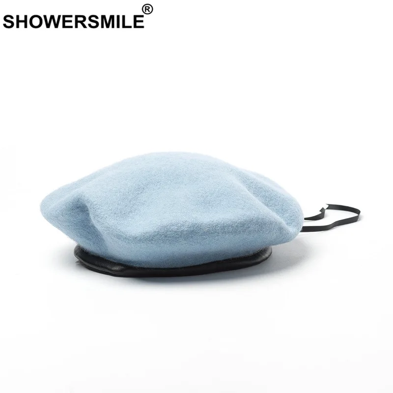 

Небесно-голубой французский берет для женщин, осенне-зимняя шерстяная шапка, модный дизайн, винтажный берет для женщин, желтый, черный, розовый, коричневый.