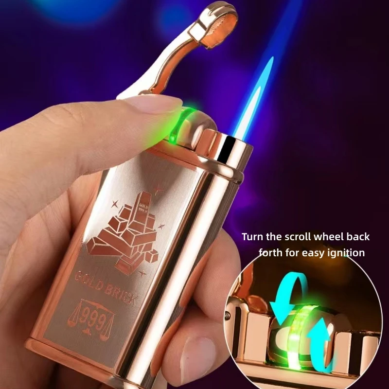 Briquet à gaz Butane en métal, bande Inductive, allumage de batterie, coupe-vent, poubelle à gaz Visible, accessoires créatifs pour fumer des cigares