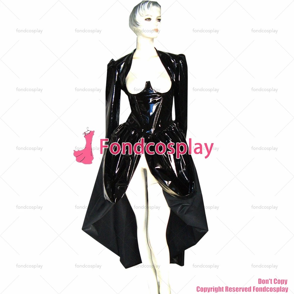 fondcosplay O Dress The Story Of O With Bra Black thin Pvc Dress jackets Cosplay Costume CD/TV[G348]