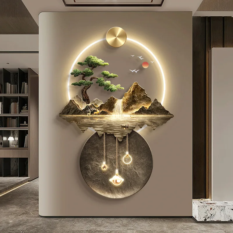 

Flowing water makes money New Chinese-style entrance decorative painting Atmospheric landscape corridor aisle hanging