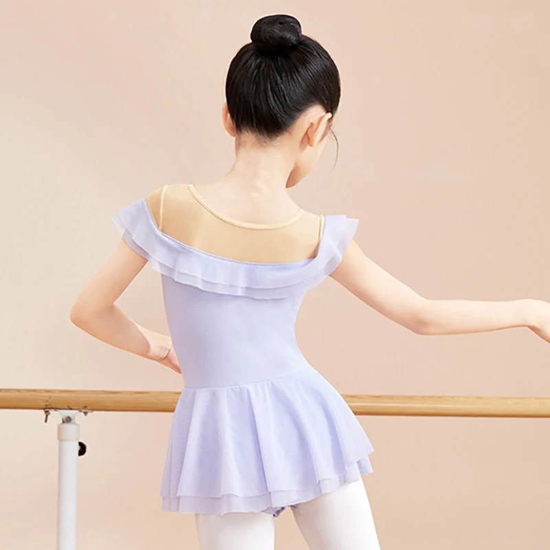 Children's Dance Costume Ruffles Ballet Practice Jumpsuit Kids Girls Artistic Examination Gymnastics Leotard Bailarina Dancewear