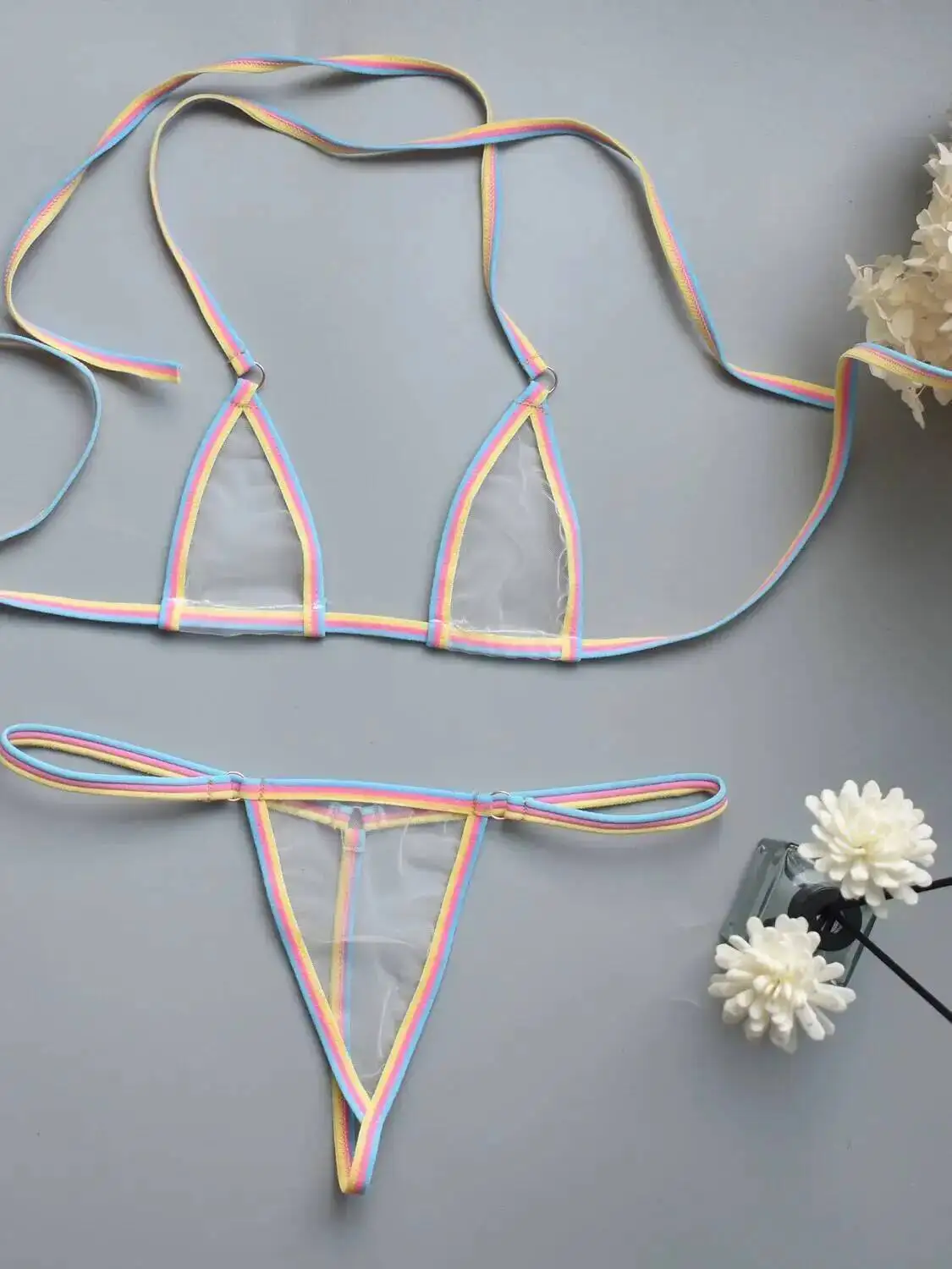 Minimalist And Ultra Mini Bikini Girl Thong Sexy Swimsuit And Charming High Three-point Style Couple Bed Game Bikinis Women HLL7