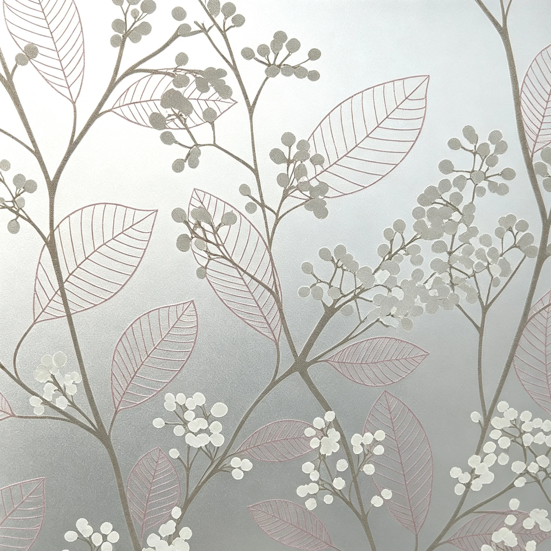 Window Insulation Film - Self‑Adhesive Floral Leaf Frosted Window Film,