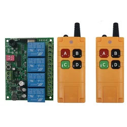 2000m DC12V 24V 4CH Wireless Remote Control LED Light Switch Relay Output Radio RF Transmitter And 433 MHz Receiver