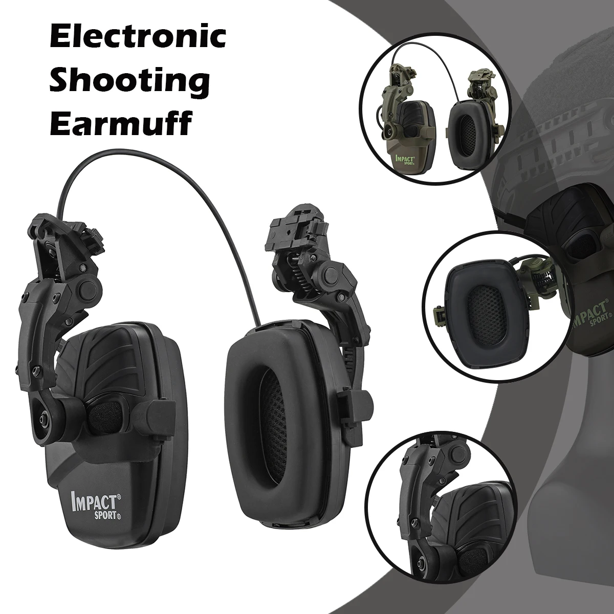 Schietende Oorbeschermers Tactische Helm Headset Impact Sport Elektronische Gehoorbeschermer Uitgerust Met Boograil