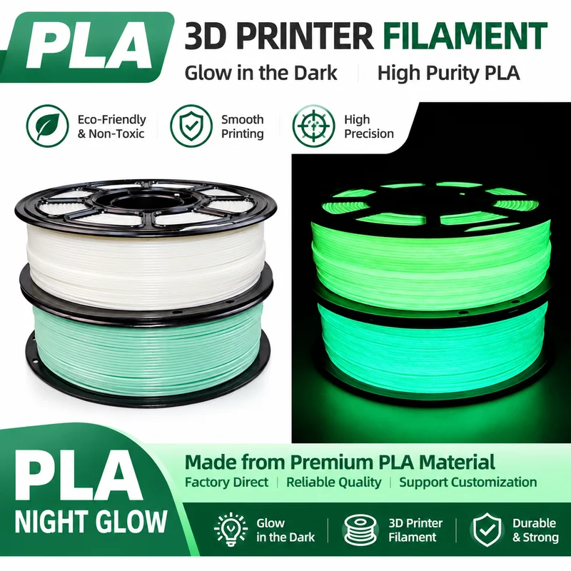New Luminous PLA 3D Printing Filament 1.75mm 1KG Spool Glow In The Dark Consumable Smooth Printing Universal For FDM 3D Printers
