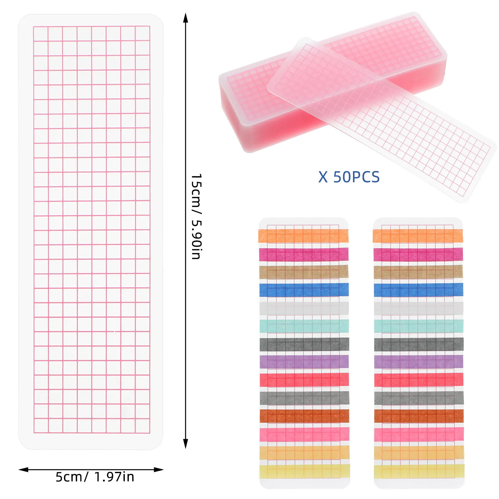 50Pcs Washi Tape Sample Boards Tape Sub Packing Dispensers Portable Organizer Reliable Suitable for Home Office