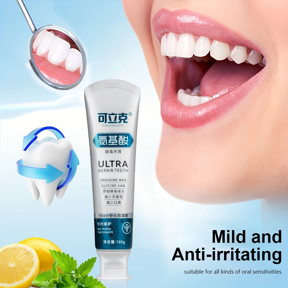 

Whitening Toothpaste Tooth decay repair Gingivitis Multi effect gum protection Keleek Amino Acid Bee Venom Toothpaste 105g