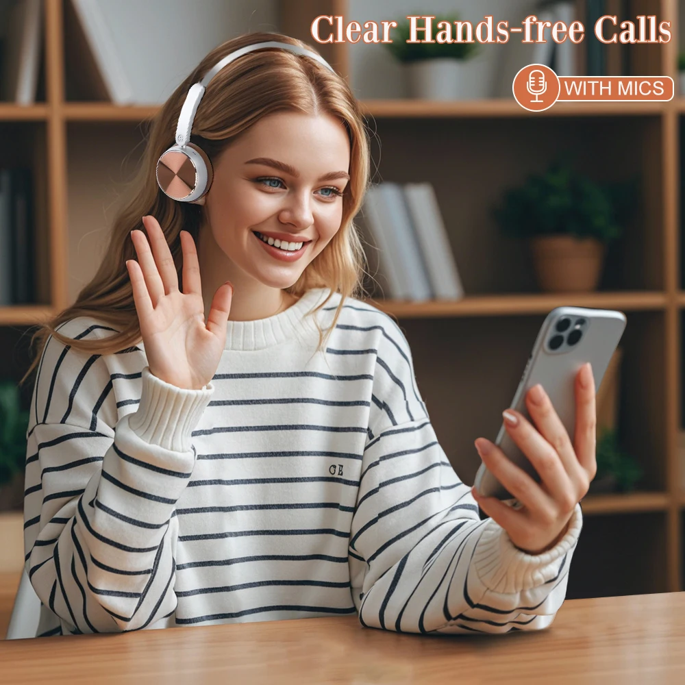 سماعات رأس معدنية لاسلكية ريترو 80 ساعة وقت اللعب بلوتوث 5.4 سماعة أزياء كلاسيكية HiFi صوت على الأذن سماعة هدية عيد الحب