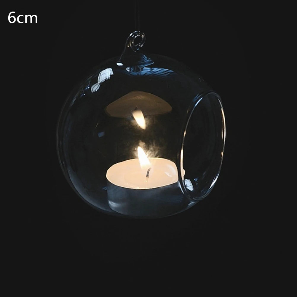 1Pcs Hanging Tealight Holder Glass ORB Terrarium Glass Globe Candle Holder Candlestick Wedding Bar Decor