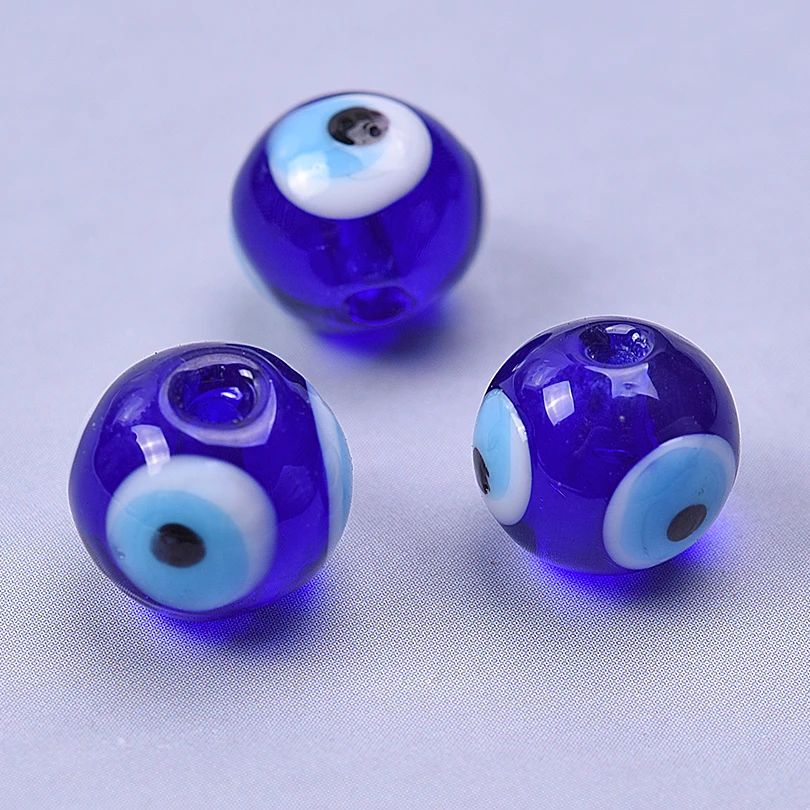 10/20/30 قطعة 10x10 مللي متر الخرز المستديرة فضفاض عين الشر تباعد الخرز الزجاجي المستخدمة لصنع المجوهرات الحرف سوار ذاتي الصنع إكسسوارات السائبة #3