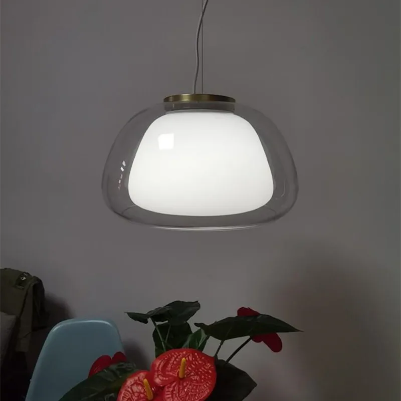 Danish Pendant Light Designer Double Glass Lamp Nordic Single Pendant Lights Living Room Bar Restaurant Lighting Bed Side Lamp