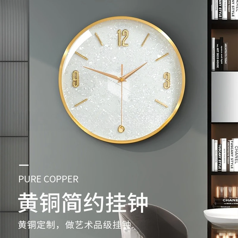 

Nordic light luxury simple clock wall clock living room home non-punching wall-mounted watch simple silent quartz