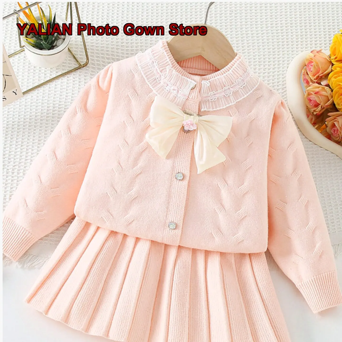Girls Holiday Outfit New Year Clothes Baby Girl Coat Skirt Two-Piece Set