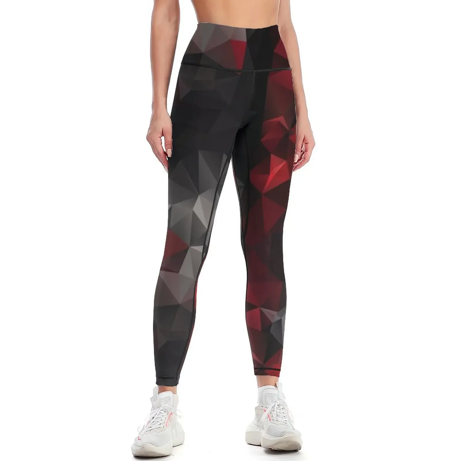 

Abstract background of triangles polygon wallpaper in black red colors 1 Leggings Women's fitness trousers Womens Leggings